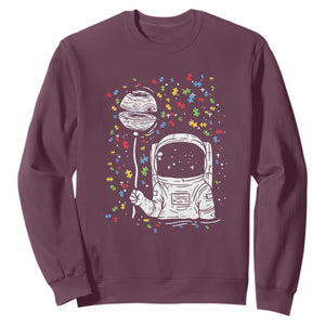 Astronaut Autism Sweatshirt TS01 Maroon Printyourwear
