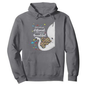 Elephant Autism Hoodie What Makes You Different Is What Makes You Beautiful Puzzle Pieces TS01 Charcoal Printyourwear