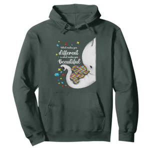 Elephant Autism Hoodie What Makes You Different Is What Makes You Beautiful Puzzle Pieces TS01 Dark Forest Green Printyourwear