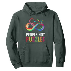 Autism Acceptance Hoodie People Not Puzzles Spectrum Infinity TS01 Dark Forest Green Printyourwear