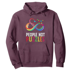 Autism Acceptance Hoodie People Not Puzzles Spectrum Infinity TS01 Maroon Printyourwear