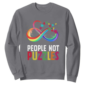 Autism Acceptance Sweatshirt People Not Puzzles Spectrum Infinity TS01 Charcoal Printyourwear
