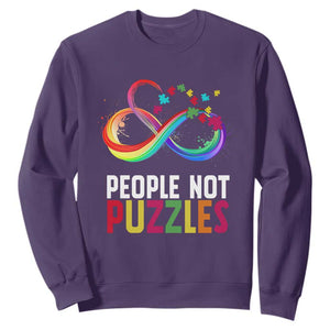 Autism Acceptance Sweatshirt People Not Puzzles Spectrum Infinity TS01 Purple Printyourwear