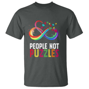 Autism Acceptance T Shirt People Not Puzzles Spectrum Infinity TS01 Dark Heather Printyourwear