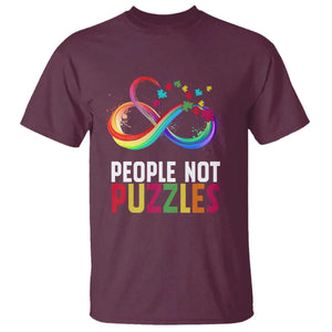 Autism Acceptance T Shirt People Not Puzzles Spectrum Infinity TS01 Maroon Printyourwear