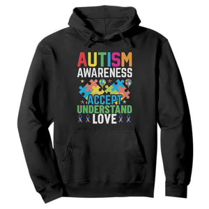 Autism Awareness Hoodie Accept Understand Love Spectrum Blue Ribbon TS01 Black Printyourwear