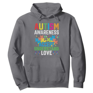 Autism Awareness Hoodie Accept Understand Love Spectrum Blue Ribbon TS01 Charcoal Printyourwear