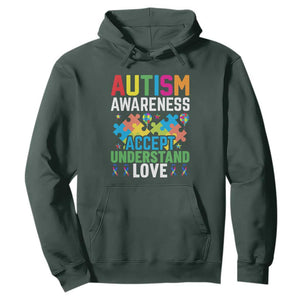 Autism Awareness Hoodie Accept Understand Love Spectrum Blue Ribbon TS01 Dark Forest Green Printyourwear