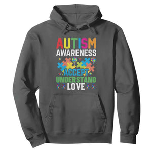 Autism Awareness Hoodie Accept Understand Love Spectrum Blue Ribbon TS01 Dark Heather Printyourwear