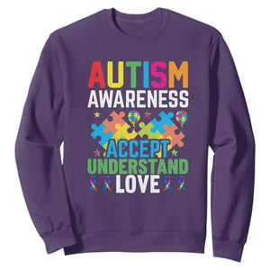 Autism Awareness Sweatshirt Accept Understand Love Spectrum Blue Ribbon TS01 Purple Printyourwear