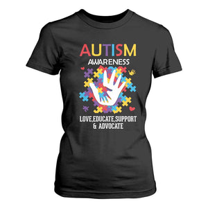 Autism Awareness T Shirt For Women Love Educate Support Advocate TS01 Black Printyourwear