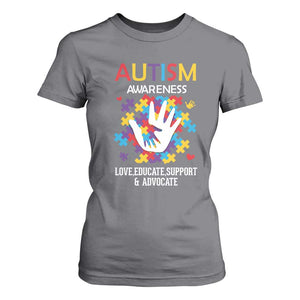 Autism Awareness T Shirt For Women Love Educate Support Advocate TS01 Charcoal Printyourwear