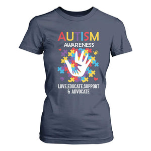 Autism Awareness T Shirt For Women Love Educate Support Advocate TS01 Navy Printyourwear
