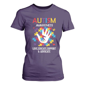Autism Awareness T Shirt For Women Love Educate Support Advocate TS01 Purple Printyourwear