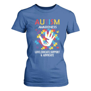 Autism Awareness T Shirt For Women Love Educate Support Advocate TS01 Royal Blue Printyourwear