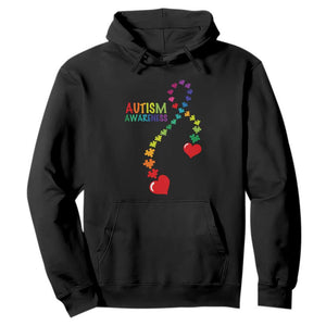 Heart Autism Awareness Hoodie Puzzle Heart Ribbon Support Accept TS01 Black Printyourwear