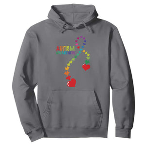 Heart Autism Awareness Hoodie Puzzle Heart Ribbon Support Accept TS01 Charcoal Printyourwear