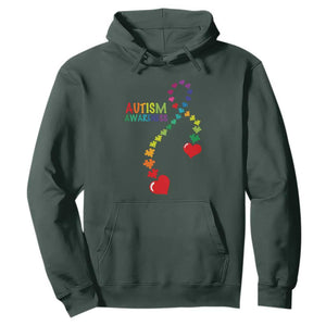 Heart Autism Awareness Hoodie Puzzle Heart Ribbon Support Accept TS01 Dark Forest Green Printyourwear