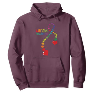 Heart Autism Awareness Hoodie Puzzle Heart Ribbon Support Accept TS01 Maroon Printyourwear