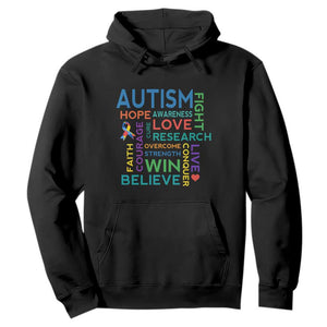 Autism Support Hoodie Warriors Fight Hope Love Courage Believe Win TS01 Black Printyourwear
