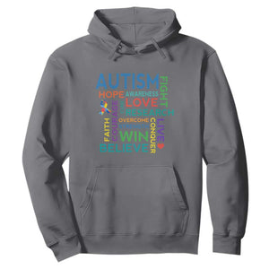 Autism Support Hoodie Warriors Fight Hope Love Courage Believe Win TS01 Charcoal Printyourwear