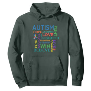 Autism Support Hoodie Warriors Fight Hope Love Courage Believe Win TS01 Dark Forest Green Printyourwear