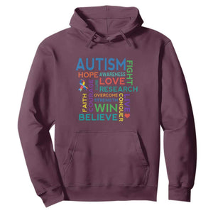 Autism Support Hoodie Warriors Fight Hope Love Courage Believe Win TS01 Maroon Printyourwear