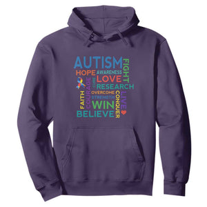 Autism Support Hoodie Warriors Fight Hope Love Courage Believe Win TS01 Purple Printyourwear
