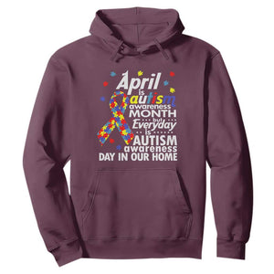 Autism Awareness Hoodie Everyday In Our Home Spectrum Puzzle Ribbon TS01 Maroon Printyourwear