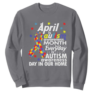 Autism Awareness Sweatshirt Everyday In Our Home Spectrum Puzzle Ribbon TS01 Charcoal Printyourwear