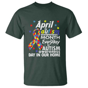 Autism Awareness T Shirt Everyday In Our Home Spectrum Puzzle Ribbon TS01 Dark Forest Green Printyourwear