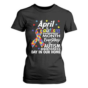 Autism Awareness T Shirt For Women Everyday In Our Home Spectrum Puzzle Ribbon TS01 Black Printyourwear