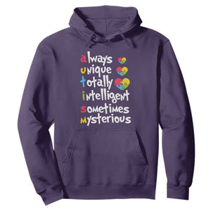 Autism Definition Hoodie Always Unique Totally Intelligent Sometimes Mysterious Puzzle Heart TS01 Purple Printyourwear