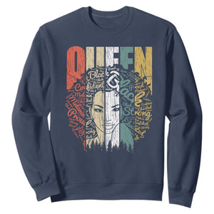 Black History Sweatshirt For Women Educated Strong Black Queen TS01 Navy Printyourwear