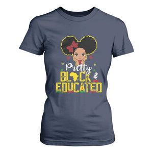 Pretty Black and Educated T Shirt For Women I Am The Strong Afro Queen TS01 Navy Print Your Wear