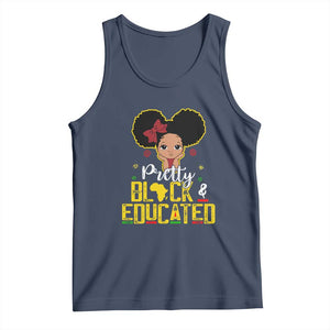 Pretty Black and Educated Tank Top I Am The Strong Afro Queen TS01 Navy Print Your Wear