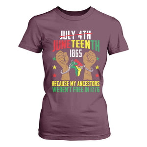 Juneteenth 1865 T Shirt For Women My Ancestors Weren't Free In 1776 TS01 Maroon Print Your Wear