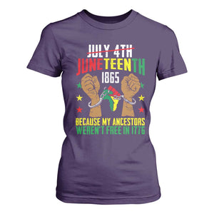 Juneteenth 1865 T Shirt For Women My Ancestors Weren't Free In 1776 TS01 Purple Print Your Wear