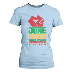 Juneteenth Is My Independence Day T Shirt For Women Raised Fist TS01 Light Blue Print Your Wear