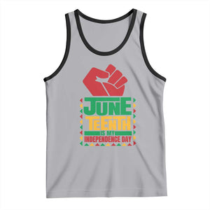 Juneteenth Is My Independence Day Tank Top Raised Fist TS01 Athletic Heather Black Print Your Wear