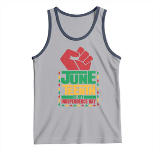 Juneteenth Is My Independence Day Tank Top Raised Fist TS01 Athletic Heather Navy Print Your Wear