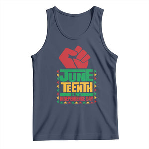 Juneteenth Is My Independence Day Tank Top Raised Fist TS01 Navy Print Your Wear