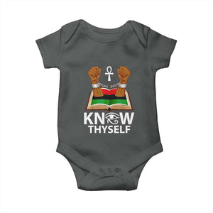 African American History Baby Onesie Know Thyself Break The Chains TS01 Dark Heather Print Your Wear