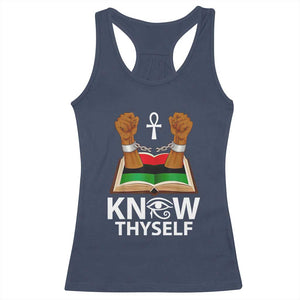 African American History Racerback Tank Top Know Thyself Break The Chains TS01 Navy Print Your Wear