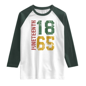Juneteenth Raglan Shirt Celebrating Freedom In African History Since 1865 TS01 White Dark Forest Green Print Your Wear