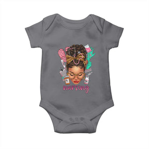 African American Nurse Baby Onesie Nursing Black Messy Bun TS01 Charcoal Print Your Wear