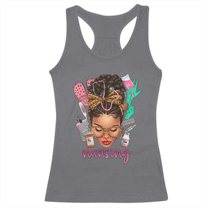 African American Nurse Racerback Tank Top Nursing Black Messy Bun TS01 Charcoal Print Your Wear