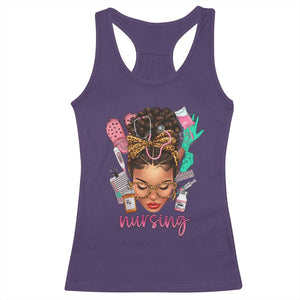 African American Nurse Racerback Tank Top Nursing Black Messy Bun TS01 Purple Print Your Wear