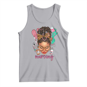 African American Nurse Tank Top Nursing Black Messy Bun TS01 Athletic Heather Print Your Wear