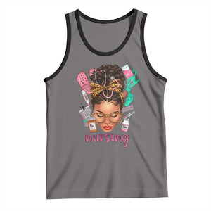 African American Nurse Tank Top Nursing Black Messy Bun TS01 Deep Heather Black Print Your Wear